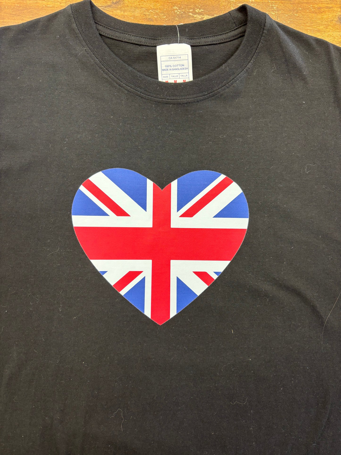 Union Jack Heart T-Shirt, Black size Small