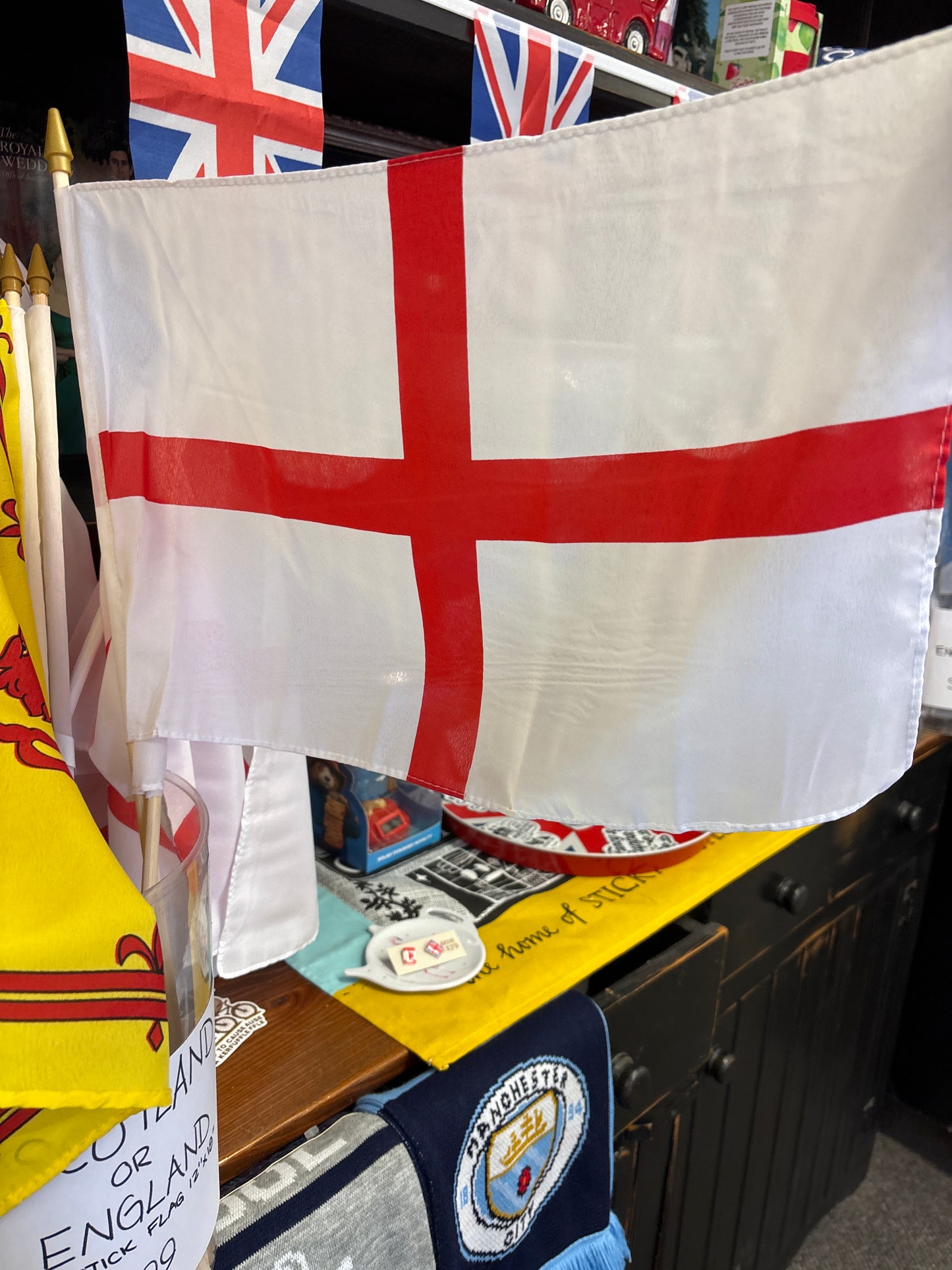 England Flag 12” x 18” on Wooden Stick