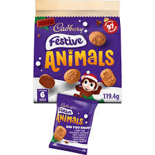 Cadbury Animals Festive Biscuits 6pk