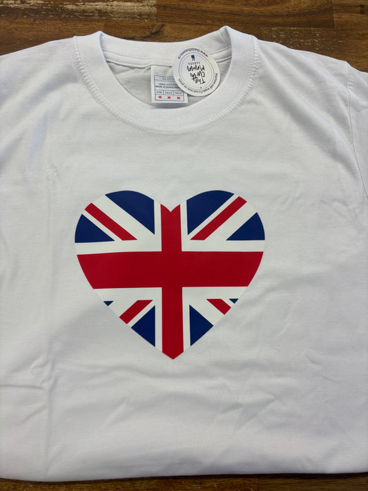 Union Jack Heart T-Shirt, White size XXL